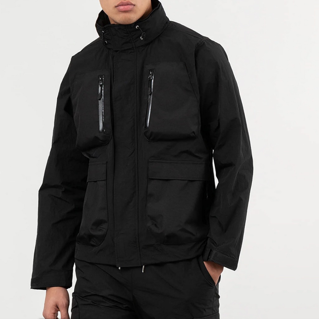 John Elliott Black High Shrunk Nylon Parachute Jacket